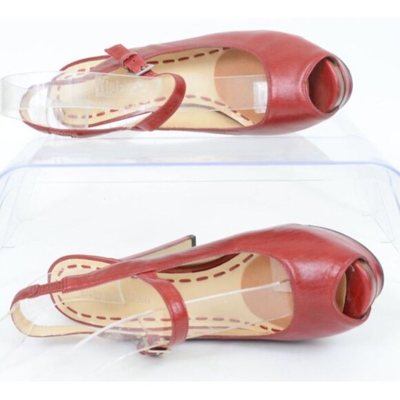 Enzo Angiolini Retro Womens 7.5 Leather Peep-Toe Platform Pump 5” Stiletto Heel - Picture 3 of 6